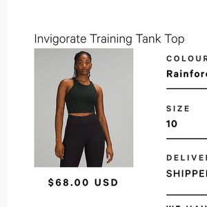 Lululemon Invigorate Tank size 10